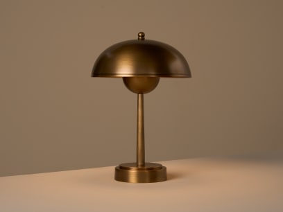 Double Domey Portable Table Lamp Antique Brass On HR