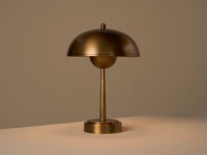 Double Domey Portable Table Lamp Antique Brass On HR