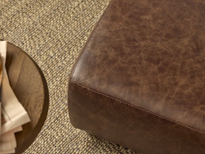 Nightcap Chair and Footstool Leather detail3 HR