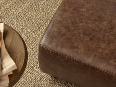 Nightcap Chair and Footstool Leather detail3 HR