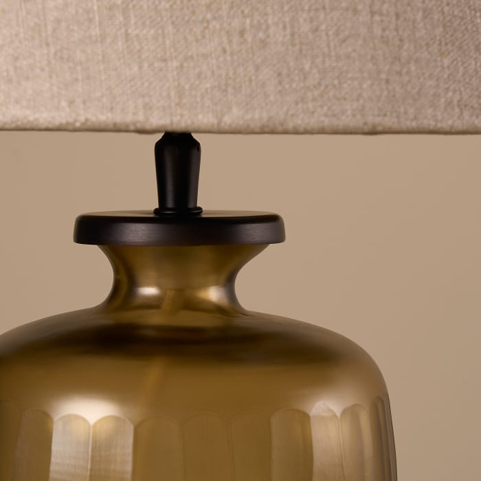 Small Dappler Glass Table Lamp in Amber Glass