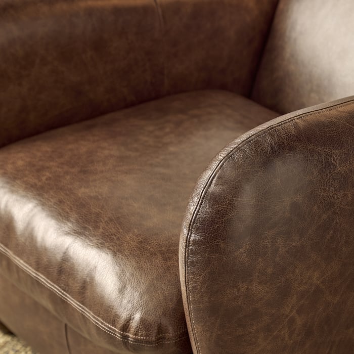 Leather Nightcap Accent Chair with Dark Oak Legs