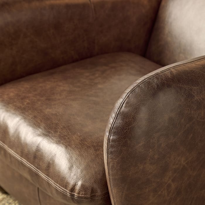 Leather Nightcap Accent Chair with Dark Oak Legs