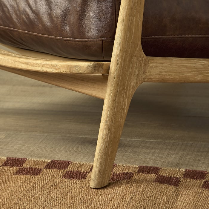 Leather Squishbag Accent Chair in Whitewashed Oak