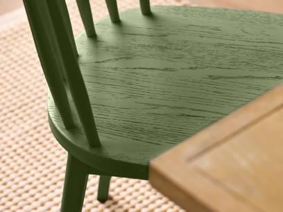 ITEM-000375 PAIR OF DRUMMER KITCHEN CHAIRS GRASS CLIPPINGS PAINTED OAK DETAIL1