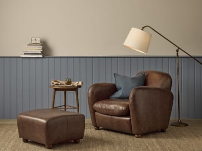 Nightcap Chair and Footstool Leather listing HR