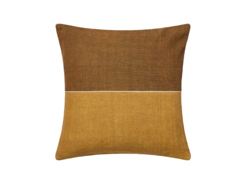 Halfy Linen Cushion Cover - 50X50 - Honey Pot and Burnt Sugar