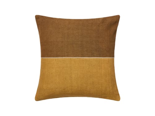 Halfy Linen Cushion Cover - 50X50 - Honey Pot and Burnt Sugar