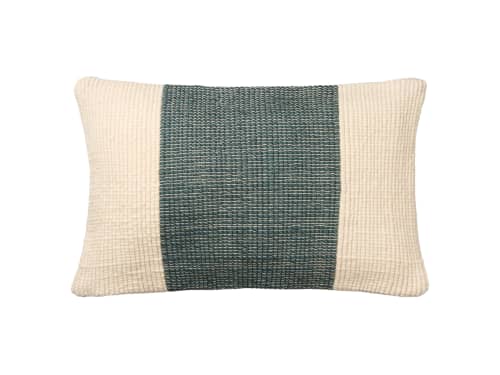 40x66 Knitty Stripe Wool Cushion in Hosepipe - Teal