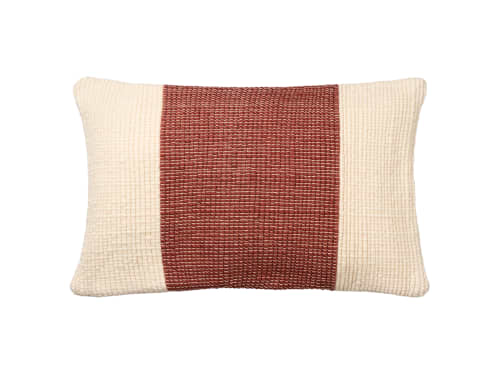 Knitty Stripe Wool Cushion Cover - 40x66 - Toffee Apple - Red