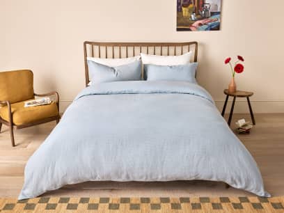 ITEM-002018 Stripey Slubby Linen Duvet Cover TEAL Main