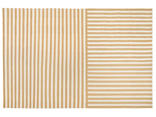 Double Stripey Wool Rug - 140cm x 200cm - Ochre