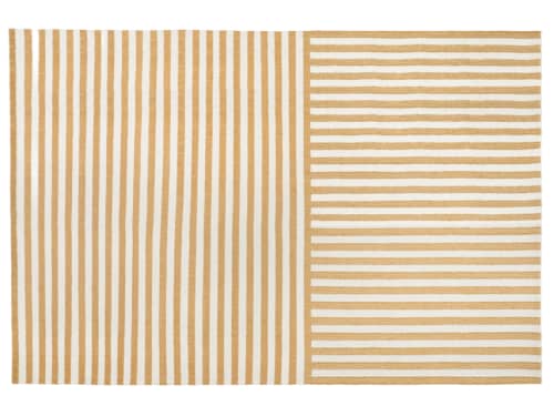 Double Stripey Wool Rug - 140cm x 200cm - Ochre
