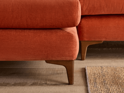 La Dolce Seater Chaise Sofa in Broken Pot Orange Chenille