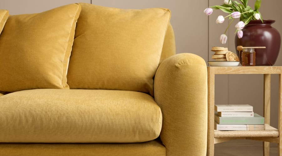 Bear Hug corner Sofa in Honey Pot Yellow Chenille