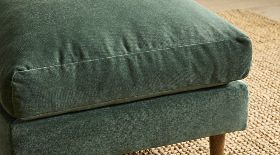 Squishmeister Footstool in Secret Garden Green Chenille
