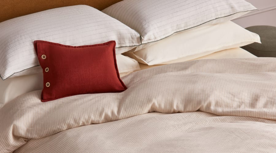 Slubby Stripe Linen Duvet Cover in Ochre