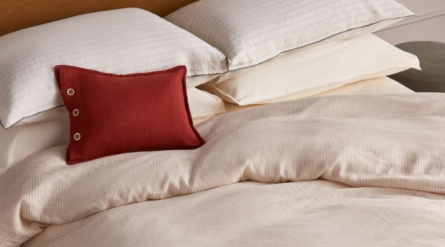 Slubby Stripe Linen Duvet Cover in Ochre