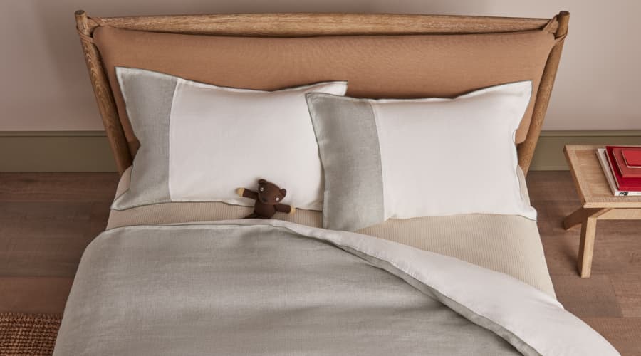 Two Toney Linen Pillowcases in Teal