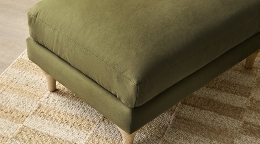 Smithy Footstool in Pressed Olives Green Twill