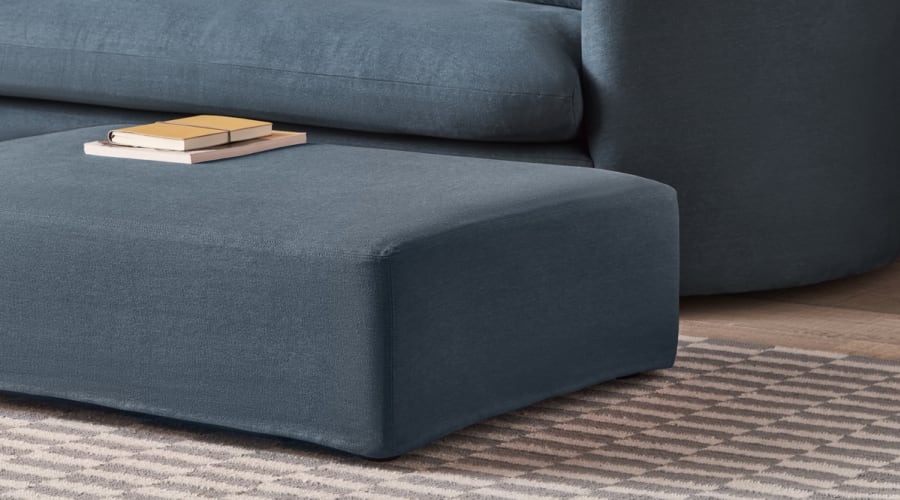 Bruges Footstool in Hosepipe Teal Linen