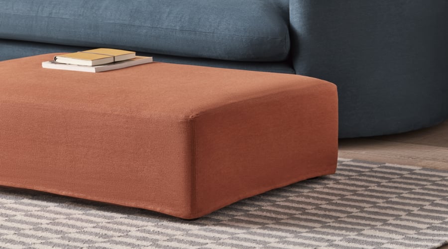 Bruges Footstool in Marmalade Clever Linen