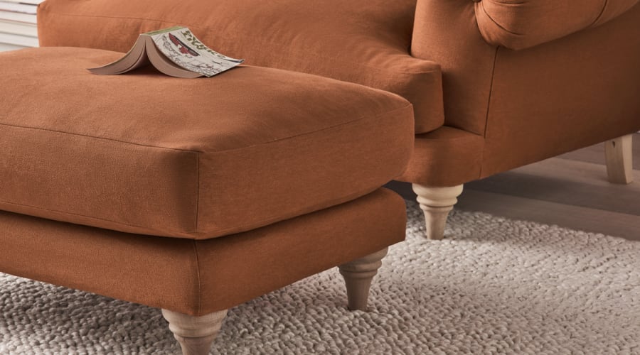 Bagsie Footstool in Broken Pot Orange Linen
