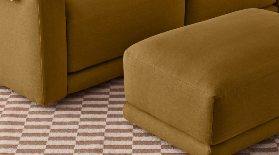 Little Softie Footstool in Treacle Tart Yellow Linen