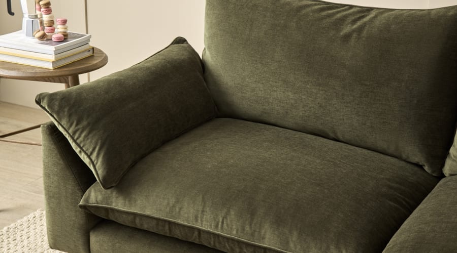 Slow Riser Sofa in Wine Bottle Green Chenille