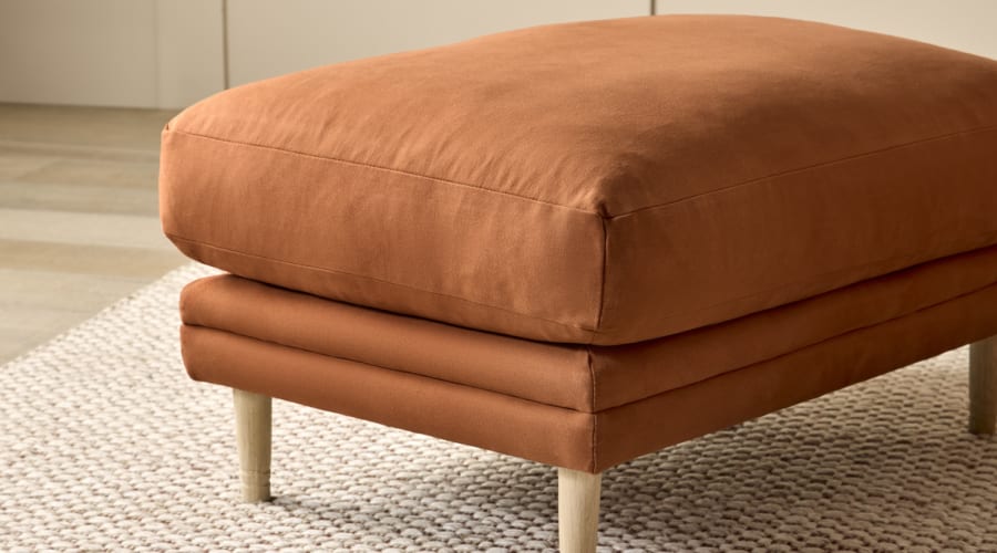Squisharoo Footstool in Broken Pot Orange Twill