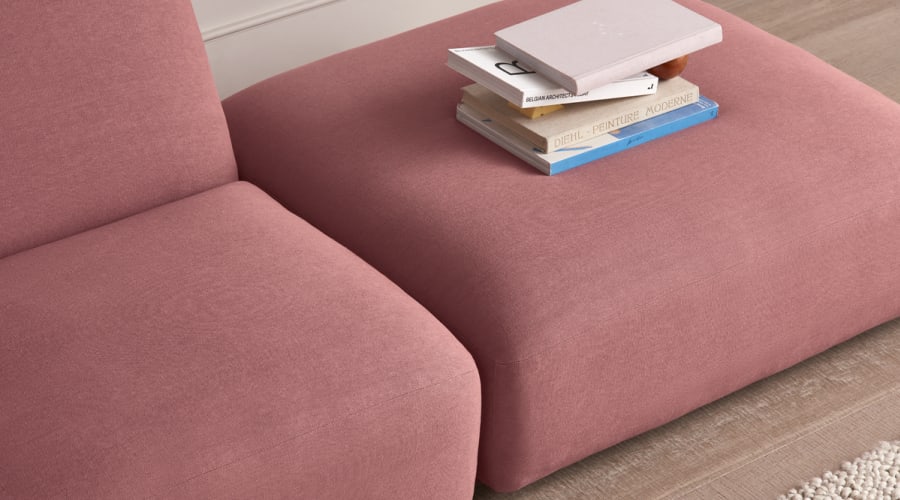 Squishblocks Modular Chaise Longue in Jam Sandwich Pink Linen