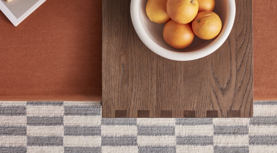 Topsy Footstool in Marmalade Clever Linen
