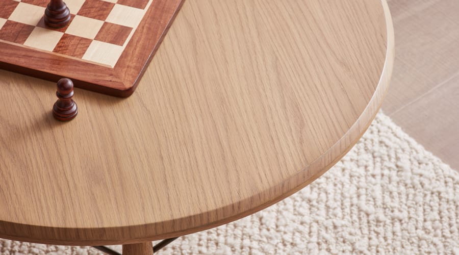 High Wire Round Coffee Table in Light Oak