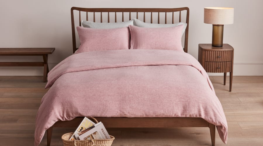 Lazy Linen Marl Duvet Cover in Pink