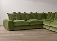 Wodge Modular Chaise Corner Sofa in Grass Clippings Green Velvet