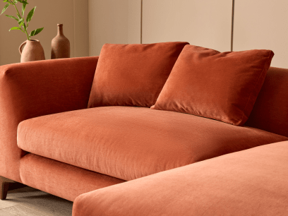 La Dolce Seater Chaise Sofa in Broken Pot Orange Chenille