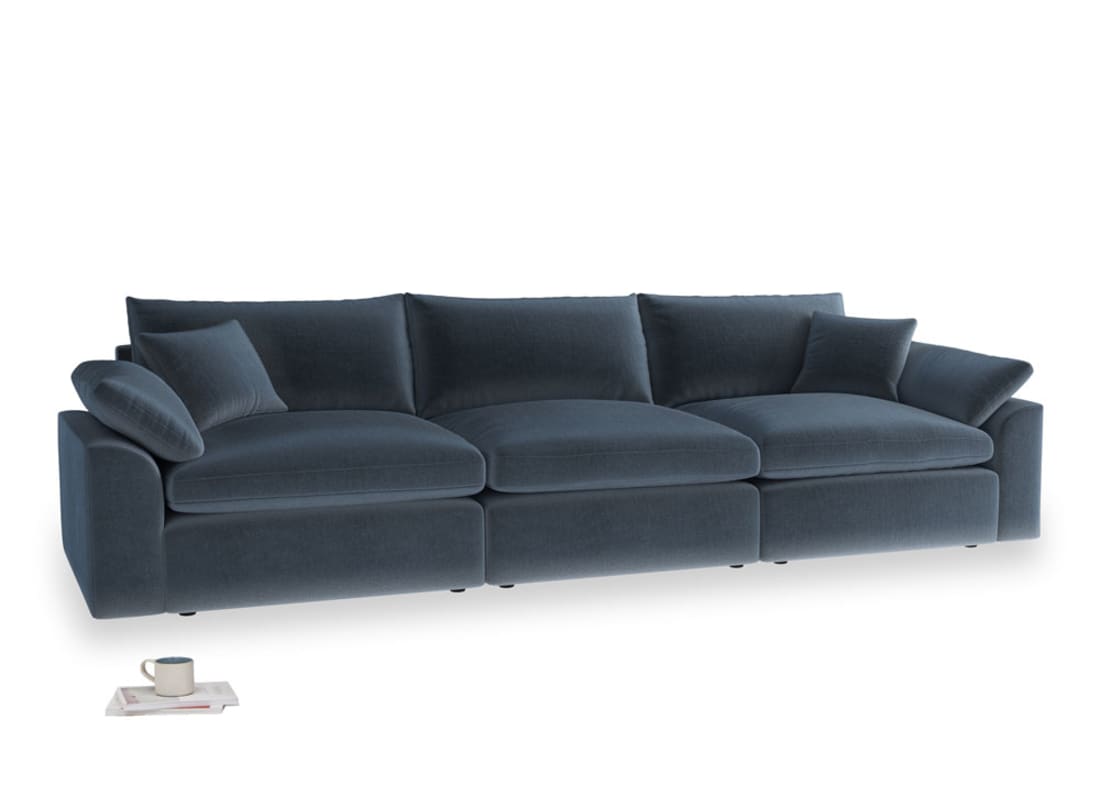 Large Cuddlemuffin Modular sofa in Liquorice Blue clever velvet