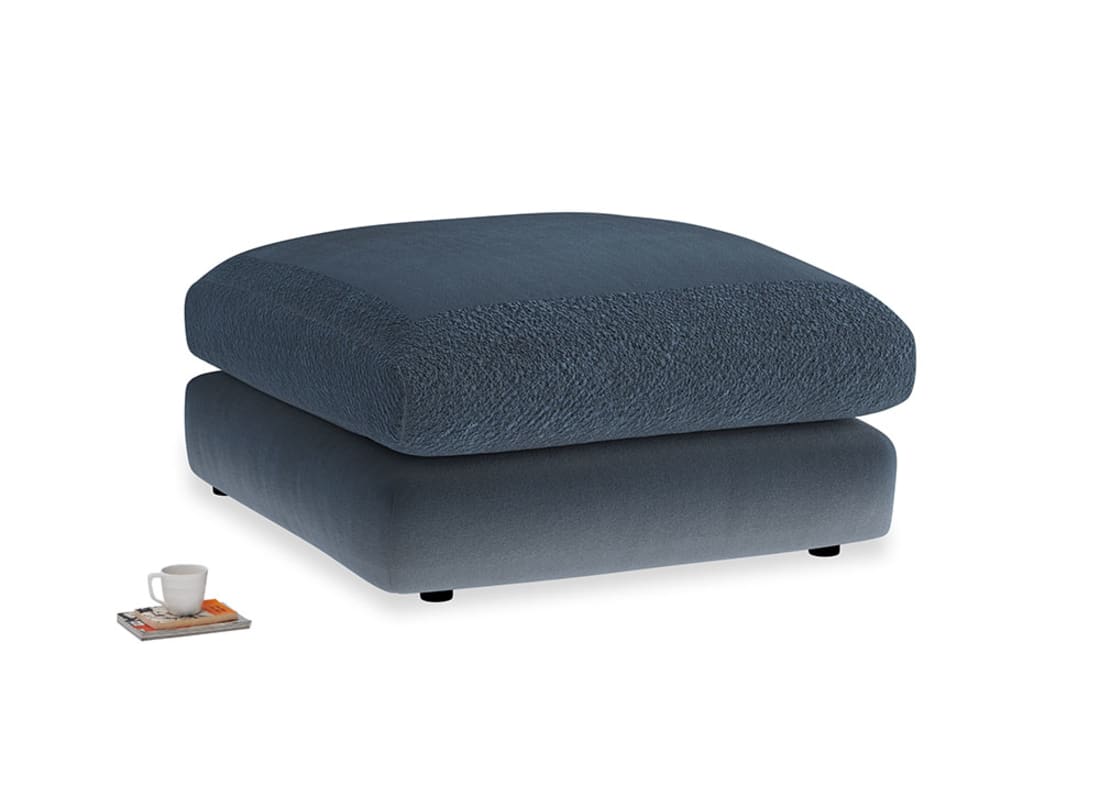 Wodge Footstool in Liquorice Blue Clever Velvet