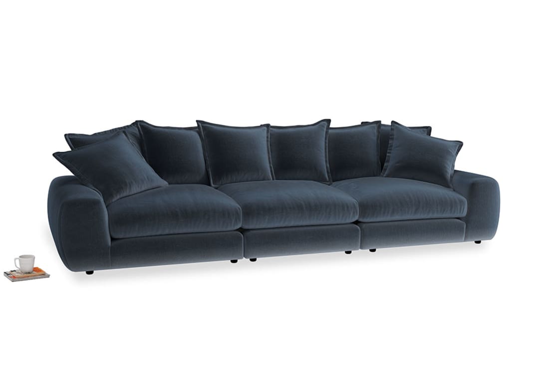 Large Wodge Modular Sofa in Liquorice Blue clever velvet