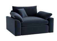Cuddlemuffin Love Seat in Liquorice Blue Clever Velvet