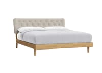 Dr Slow Bed in Natural Linen - Superking - Natural Fabric - Light Oak