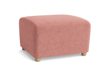 Nightcap Footstool - Rectangle - Chenille - Strawberry Milkshake - Pink - Light Oak Legs