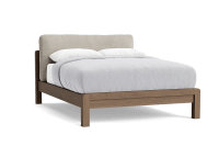 Slumberbatch Bed in Natural Cotton Linen - Double - Dark Oak
