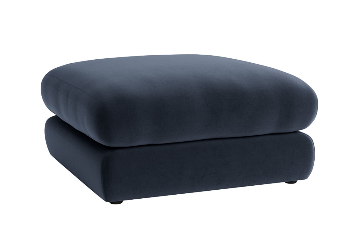 Wodge Footstool in Liquorice Blue Clever Velvet