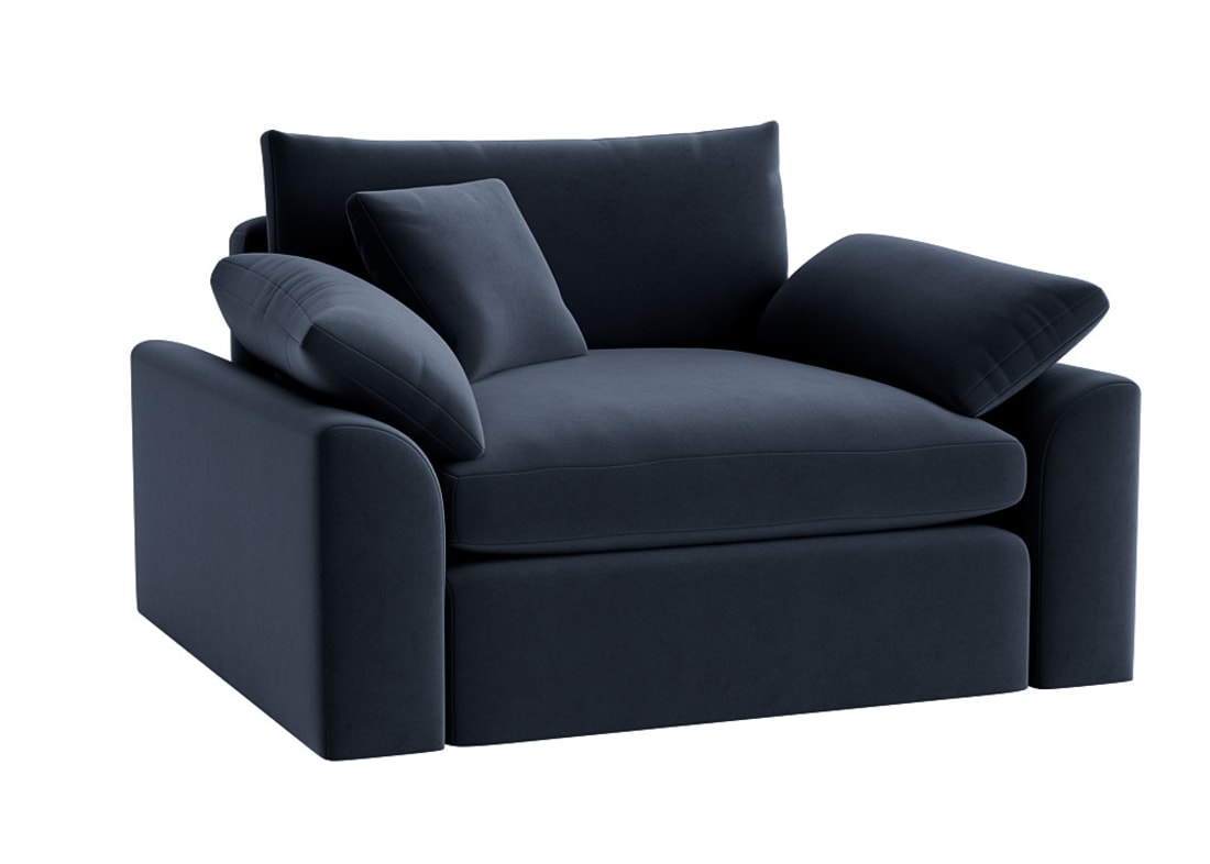 Cuddlemuffin Love Seat in Liquorice Blue Clever Velvet