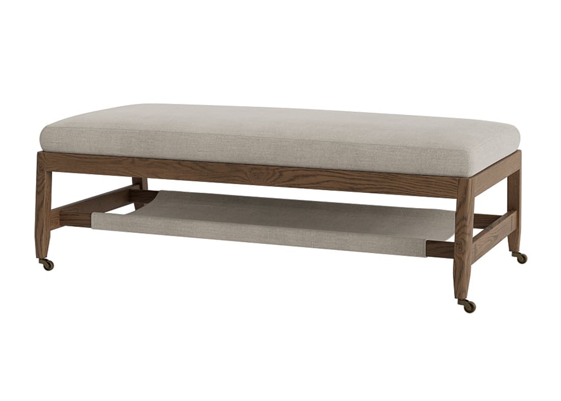 Slingshot Coffee Table - Standard - Natural Cotton Linen - Dark Oak