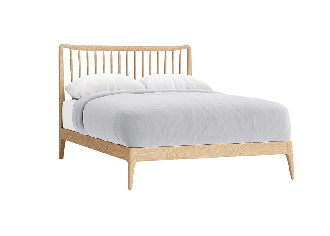 Spindle Bed in Whitewashed Oak Double