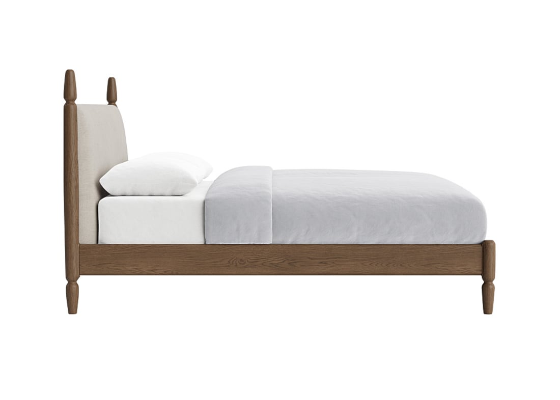 Pippi Bed in Natural Linen - Superking - Natural Fabric - Dark Oak