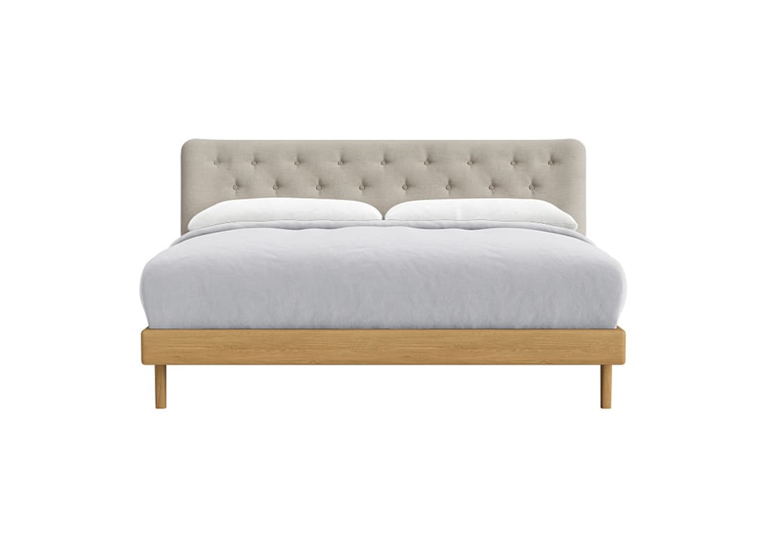 Dr Slow Bed in Natural Linen - Superking - Natural Fabric - Light Oak