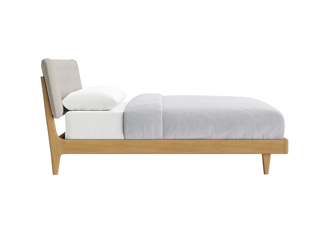 Dr Slow Bed in Natural Linen - Superking - Natural Fabric - Light Oak